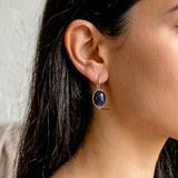 blue sunstone fixed hook earrings in sterling silver jewellery