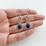 Blue Sunstone Knot Silver Earring