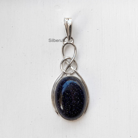 Blue Sunstone Knot Silver Pendant