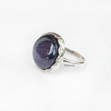 Blue Sunstone Knotted Silver Ring