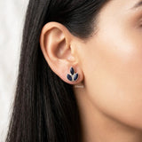 leaf-shaped Blue Sunstone studs