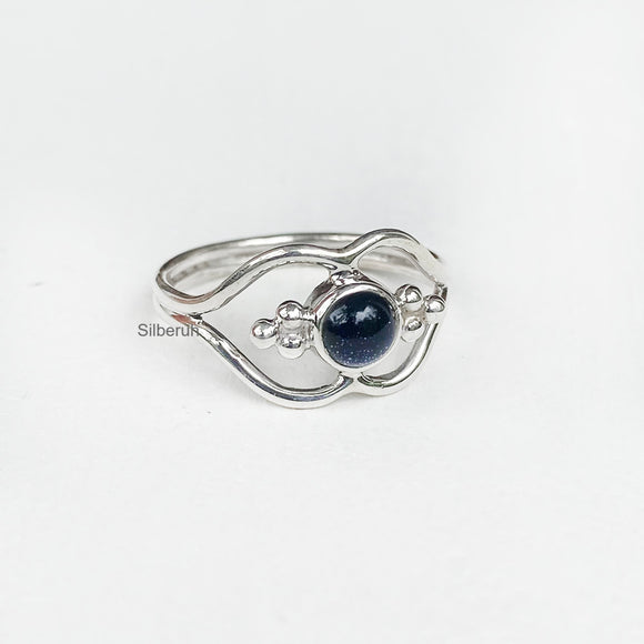 Blue Sunstone Lip Silver Ring