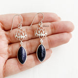 Blue Sunstone Lotus Silver Earring