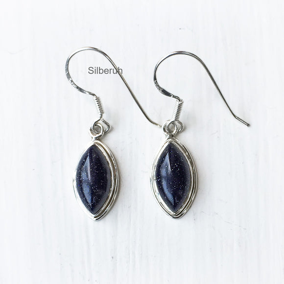 Blue Sunstone Marquise Silver Earring