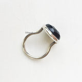Blue Sunstone Matka Silver Ring