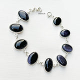 Blue Sunstone Oval Silver Bracelet