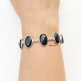 Blue Sunstone Oval Silver Bracelet