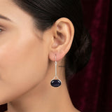 925 silver Blue Sunstone oval dangler earrings by Silberuh