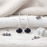Blue Goldstone oval earrings in 92.5 sterling silver