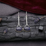 Blue Sunstone statement earrings with star-like sparkle