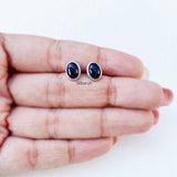 Blue Sunstone Oval Silver Stud