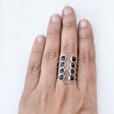 Blue Sunstone Round Silver Adjustable Ring