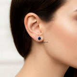 Blue Sunstone Round Silver Stud