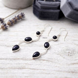 925 silver Blue Sunstone S-shaped earrings by Silberuh
