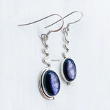 Blue Sunstone Scribble Silver Earring
