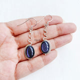 Blue Sunstone Scribble Silver Earring