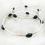 Blue Sunstone Silver Bangle