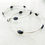 Blue Sunstone Silver Bangle