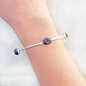 Blue Sunstone Silver Bangle