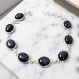 Minimal blue sunstone 925 sterling silver bracelet India