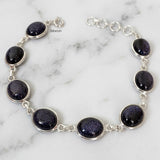 Stackable blue sunstone bracelet sterling silver India