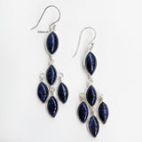 Blue Sunstone Silver Chandelier Earring