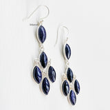 Blue Sunstone Silver Chandelier Earring