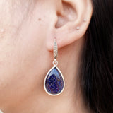 Blue Sunstone Silver Drop Earring