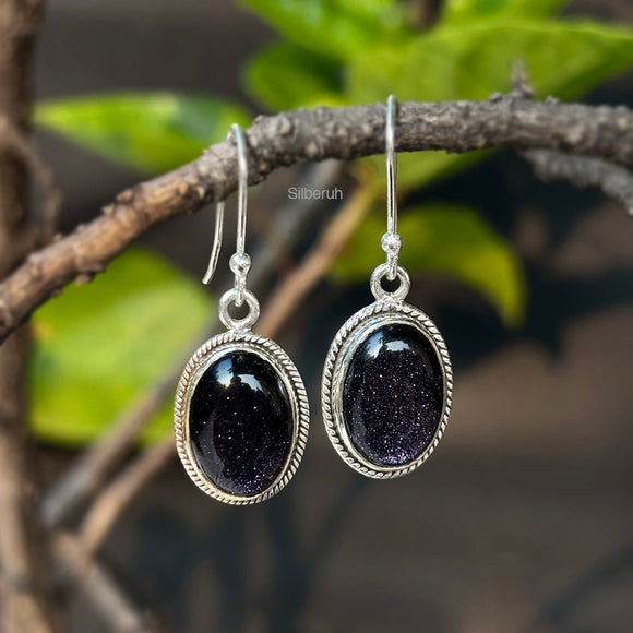 Blue Sunstone Silver Earring