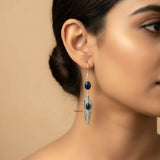 Blue Sunstone Feather Earring