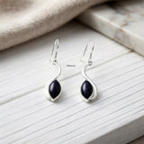 Blue Sunstone Silver Marquise Earring