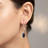 Blue Sunstone Silver Marquise Earring