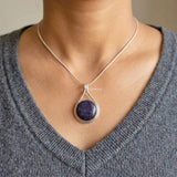 925 silver Blue Sunstone round pendant in sterling silver