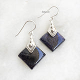 Blue Sunstone Tribal Silver Earring