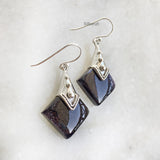 Blue Sunstone Tribal Silver Earring