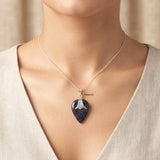 Blue Sunstone Tribal Silver Pendant