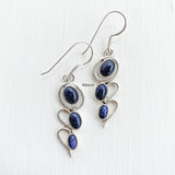 Blue Sunstone Wave Silver Earring