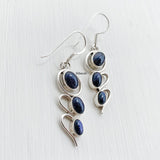 Blue Sunstone Wave Silver Earring