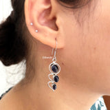 Blue Sunstone Wave Silver Earring