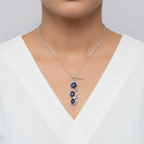 925 silver blue sunstone wave pendant front view