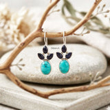925 turquoise blue sunstone sterling silver earring India