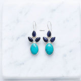 handcrafted turquoise and blue gemstone silver earrings