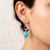 statement sterling silver turquoise drop earrings women