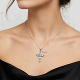 gemstone cross pendant sterling silver blue stone