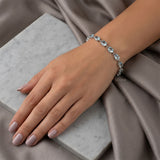 Faceted blue topaz slim silver bracelet