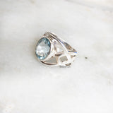 Blue Topaz Facetted Silver Ring