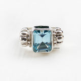 Blue Topaz Facetted Silver Ring