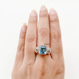 Blue Topaz Facetted Silver Ring