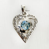 Blue Topaz Heart Silver Pendant
