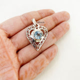 Blue Topaz Heart Silver Pendant